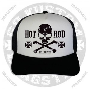 Dragstrip Hot Rod Hellraiser Trucker Cap in Black/white